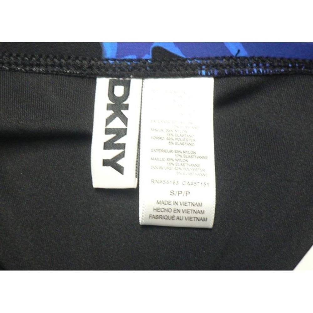 DKNY Women's U-Wire Bandeau Shirred One-Piece Swimsuit Brush Stroke Blue Small - Picture 10 of 11